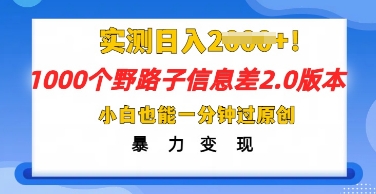 2025抖音1000个野路子信息差最新玩法，一分钟过原创，暴力变现月入几k-寻风互联