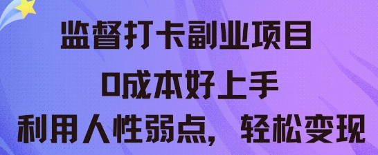 监督打卡副业新玩法，0成本好上手，利用人性的弱点轻松变现-寻风互联