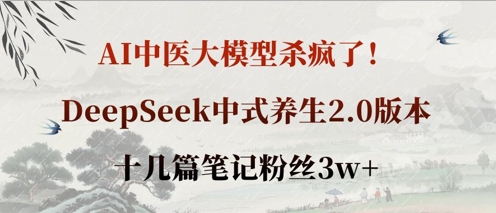 AI中医大模型杀疯了！DeepSeek中式养生2.0版本，十几篇笔记粉丝3w+-寻风互联