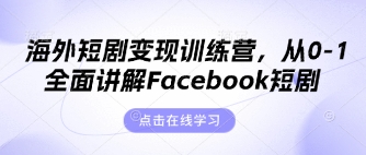 海外短剧变现训练营，从0-1全面讲解Facebook短剧-寻风互联
