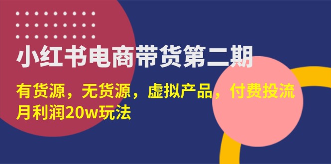 （14186期）小红书电商带货第二期，有货源，无货源，虚拟产品，付费投流，月利润20w-寻风互联