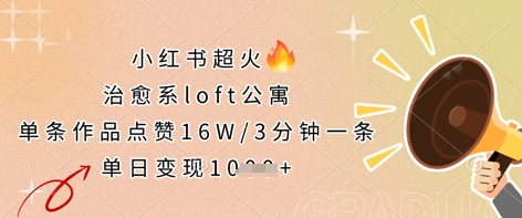 小红书超火的治愈系loft公寓，单条作品点赞16W，3分钟一条，单日变现数张-寻风互联